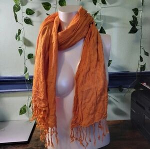 Unbranded Women’s Orange Tassel Scarf Long Knitted Cozy Winter Accessory OS